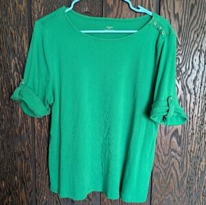 CJ Banks Green Women's Top with Button Detail